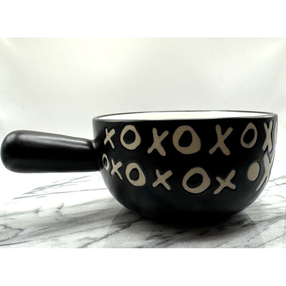 XOXO Soup Mug Bowl With Handle Black White Ceramic Oversized Coffee Cup